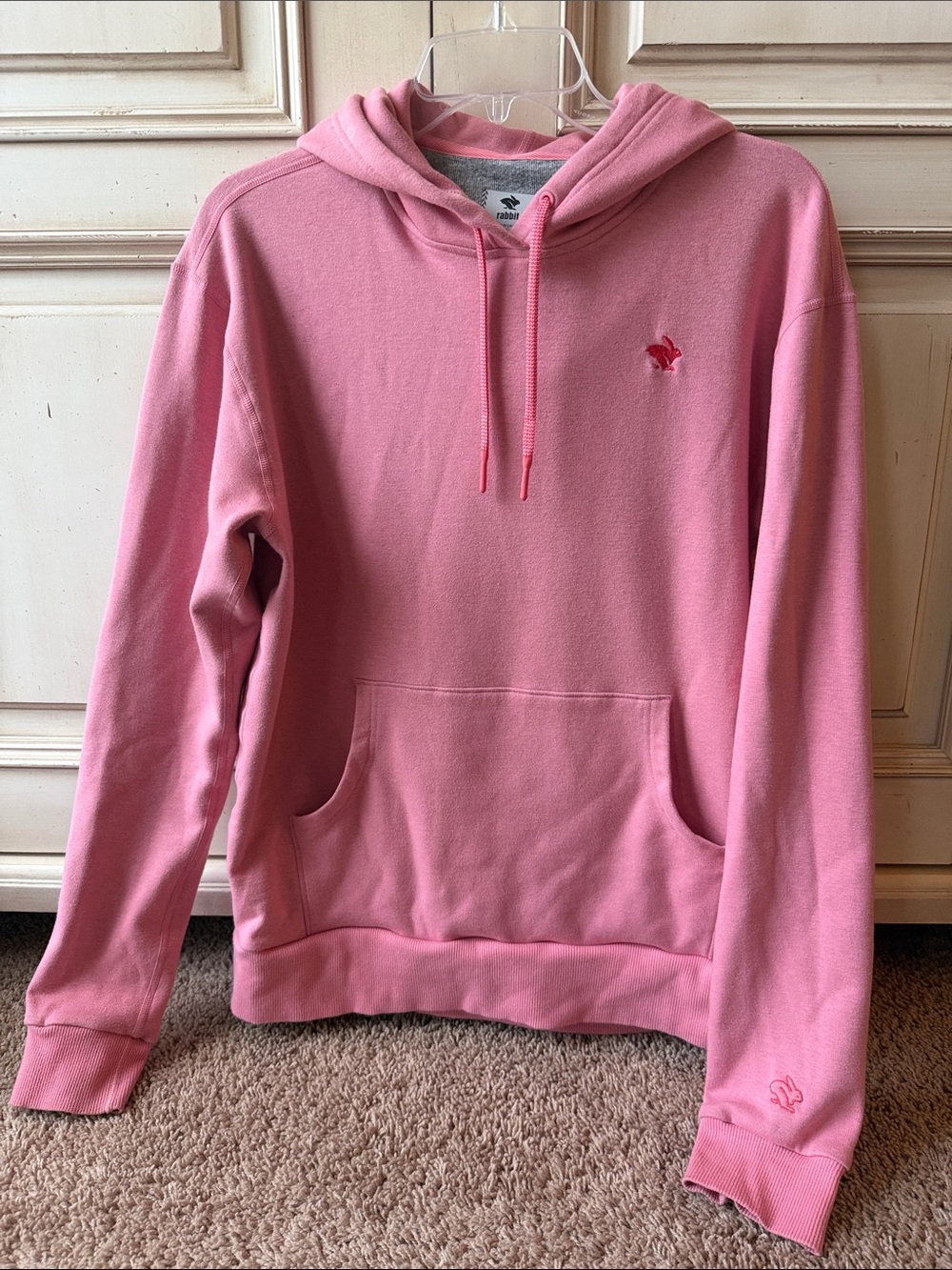 Pink Pullover Hoodie with Embroidered Logo